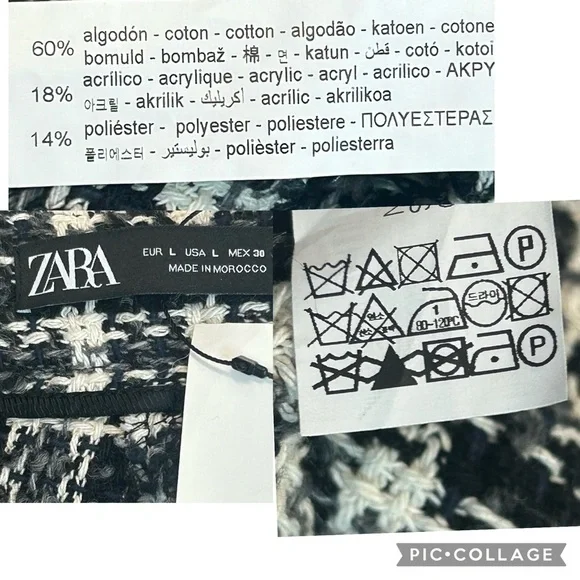 Zara black white textured woven tweed high waisted shorts Sz L NWT - Picture 10 of 15